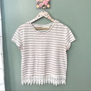 Cato White and Tan Short Sleeve With lace Size M